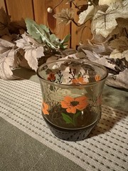 VTG Blue Glass Libbey Bolero “Franco” Orange Poppy Juice Glasses