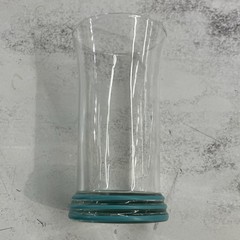 Vtg Fiesta Clear Teal Ribbed Tea Beverage 6.25” Glass