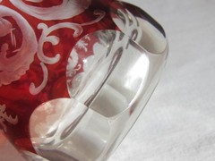 Bohemian Ruby Glass Beaker~Deer & Stag~ Concave Base, Thick Crystal, c.1880