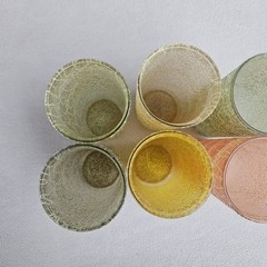Colour Craft Spaghetti String 12oz Drinking Tumbler Glass Set of 6 VTG 1950s MCM
