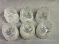 Hand Blown White Swirl Art Glass Tumblers Heavy Studio Glass Set Of 6