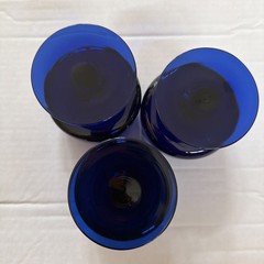 3 Vintage VTG MCM Nybro Swedish Cobalt Blue/Indigo Danish Modern Glasses A+