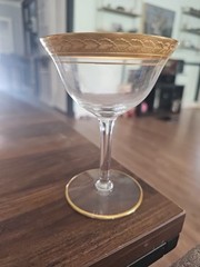 Early 1900´s Antique Tiffin Cordial/LIquor Glass with Gold Leaf Pattern. 4.75″