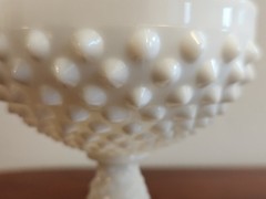 3 Vintage Fenton White Milk Glass Hobnail Footed Wine Water Goblet Chalice MCM