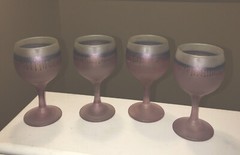 Vtge Frosted Hebron Glass Drip Purple Pedestal Hand Painted Wine/Cordial Set-4