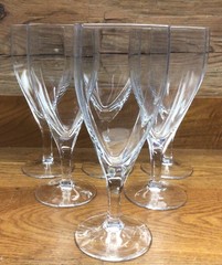Set 6 MIKASA PANACHE Square Wine Glasses Goblets Lead Crystal 8 3/8″ Disc 2013