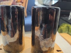 Dark Metallic Multicolor Glazed Pottery Vase