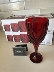 Box Set of 4 Shannon by Godinger Dublin 10 Oz. 8″ Tall Crystal Wine Goblets NEW