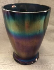 Hand Painted Blue Northwood Carnival Glass Enameled Daisy Little Flower Tumbler