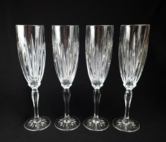 Vintage Cristal D’Arques-Durand Classic Fluted Champagne Glasses 9 3/8″ Set Of 4