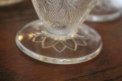 Tiara Indiana Glass Daisy Flower Bloom Beverage Server & 6 Matching Glasses
