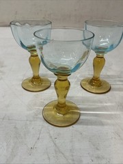Antique Portieux France George Sand Cordial Liqueur Glasses Set of 5 Blue Amber
