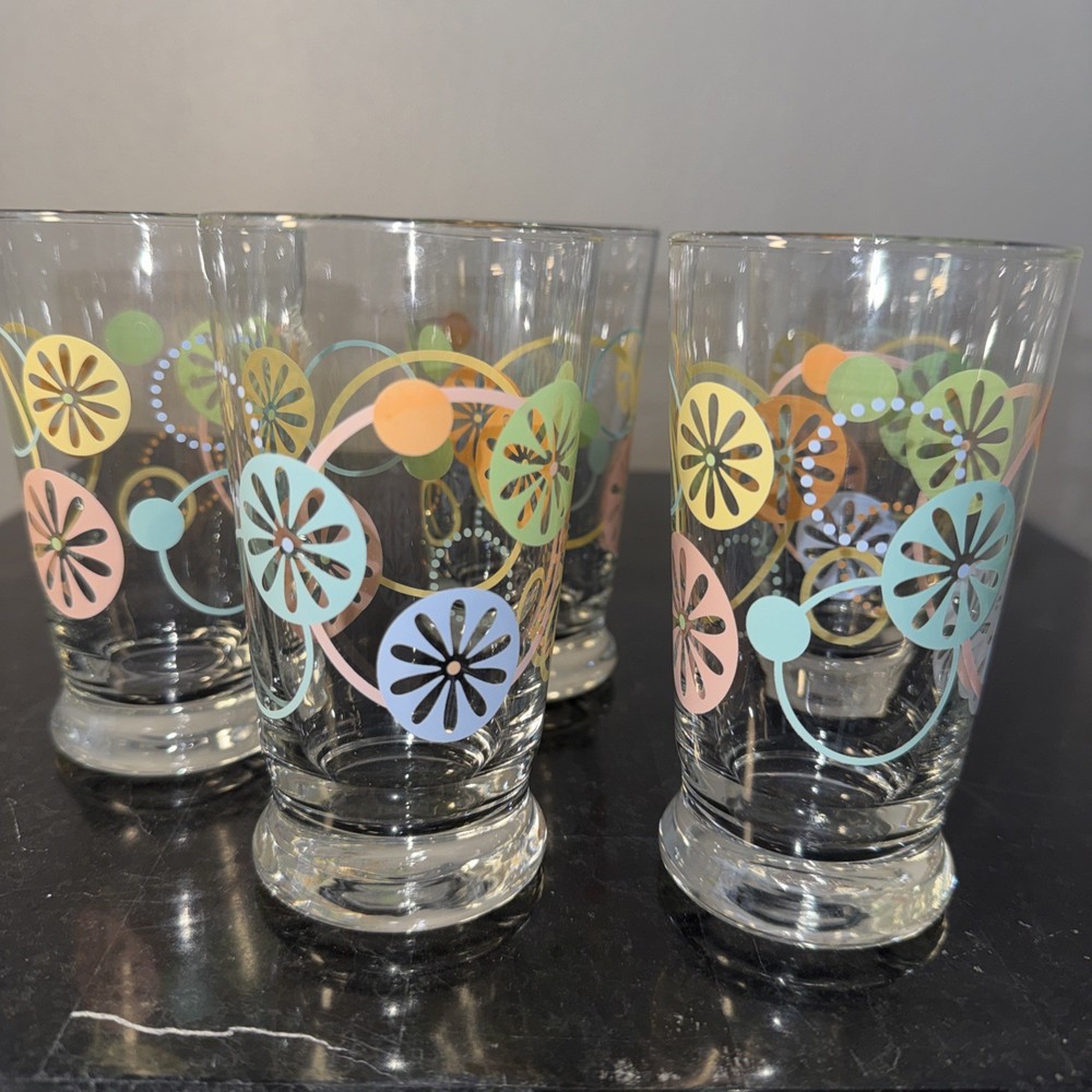 Libby 1970’s Atomic Starburst Glasses Set Of 5