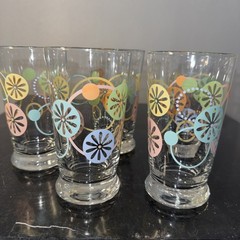 Libby 1970’s Atomic Starburst Glasses Set Of 5