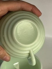 Vintage Jadeite Cup Set 7 Art Deco Style Ribbed Milk Glass Coffee Cups – FRANCE