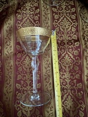4 Piece Tiffin Rambler Rose Liquor Cocktail Goblets Gold Rimmed