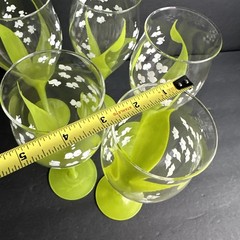 5 SIGNED Gloria Vanderbilt LILY OF THE VALLEY Painted WINE STEMS Goblet #R11