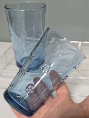 Set of 2 Vintage Anchor Hocking Savannah Blue Cooler Tumbler Glass 6″