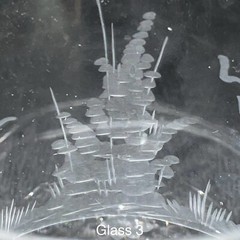 Wildlife Geese & Deer Etched Crystal Lowball Tumblers 6pc Set c1980s Germany 4″t