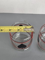 MCM Drinking Glasses Poker Night Bridge Hearts Spades Clubs Diamonds Set Of 2