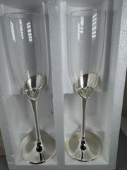 Vintage Lenox Forevermore Champagne Flute Pair Silverplate 9.5” w/ Box