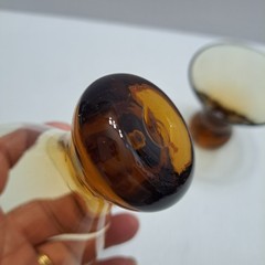 Set of 2 Vintage MCM Amber & Smoke Glass Cordial/Martini Glasses – ~3.5″ Tall