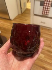 ANCHOR HOCKING GLASS BUBBLE ROYAL RUBY RED 8 oz. 3″ old-fashion & Berry Bowl Set