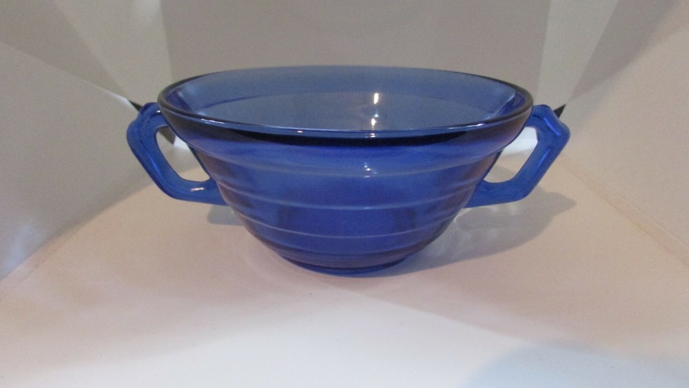 Cobalt Blue Depression Glass Moderntone Bowl Cream or Soup Bowl 4 3/4 inch 2 1/4
