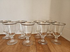 Set of 8 American Hostess Wedding Ring Platinum Water Goblets
