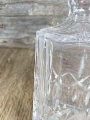 Vintage Liquor Decanter Square Body, Diamond Pattern, Disco Ball Top w/ Flaws