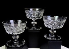 Libbey Rock Sharpe Crystal #1002 Shannon Pattern 3pc 3 1/2″ Low Sherbets 1942-