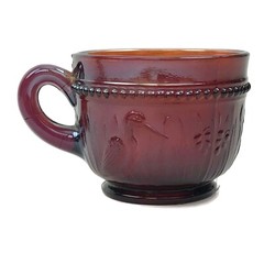 Antique 1915 Carnival Glass Stork And Rushes Beaded Dugan Punch Cup Amethyst U22