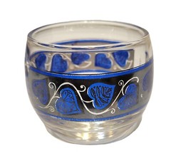 MCM Culver Silver & Blue Ivy Heart Sake Bar Glasses Set of 4