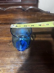 Blue Glass Footed Tumbler Glass, 5 oz, 4.25 in Tall, 3 in Dia, 1 Piece