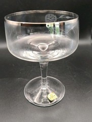 3 Vintage Forest West Germany Rose Etched Crystal Champagne Coupes – Silver Rim