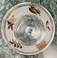 Vtg MCM Libby Gold Leaf Frosted Cordial Goblet Bar Glass 4″ x 2 3/4″ Priced Each
