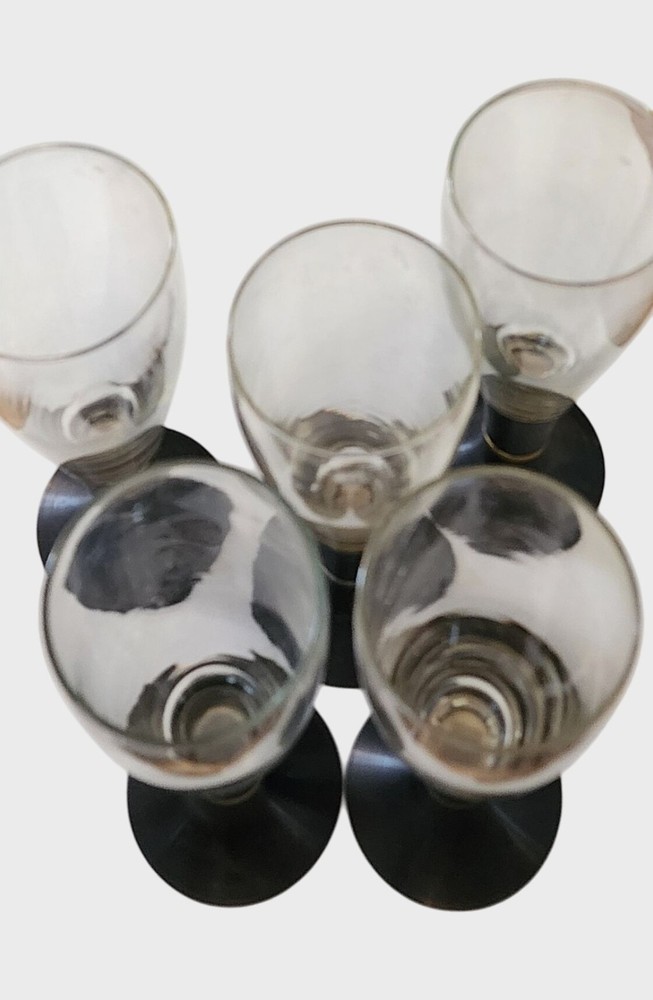 5 Vintage David Douglas Light-Up Champagne Flutes Glass & Plastic 9.25″ Tall