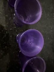 VTG MCM Indiana 5 Glasses Purple Juice Time Glasses Embossed Fruit See Detail