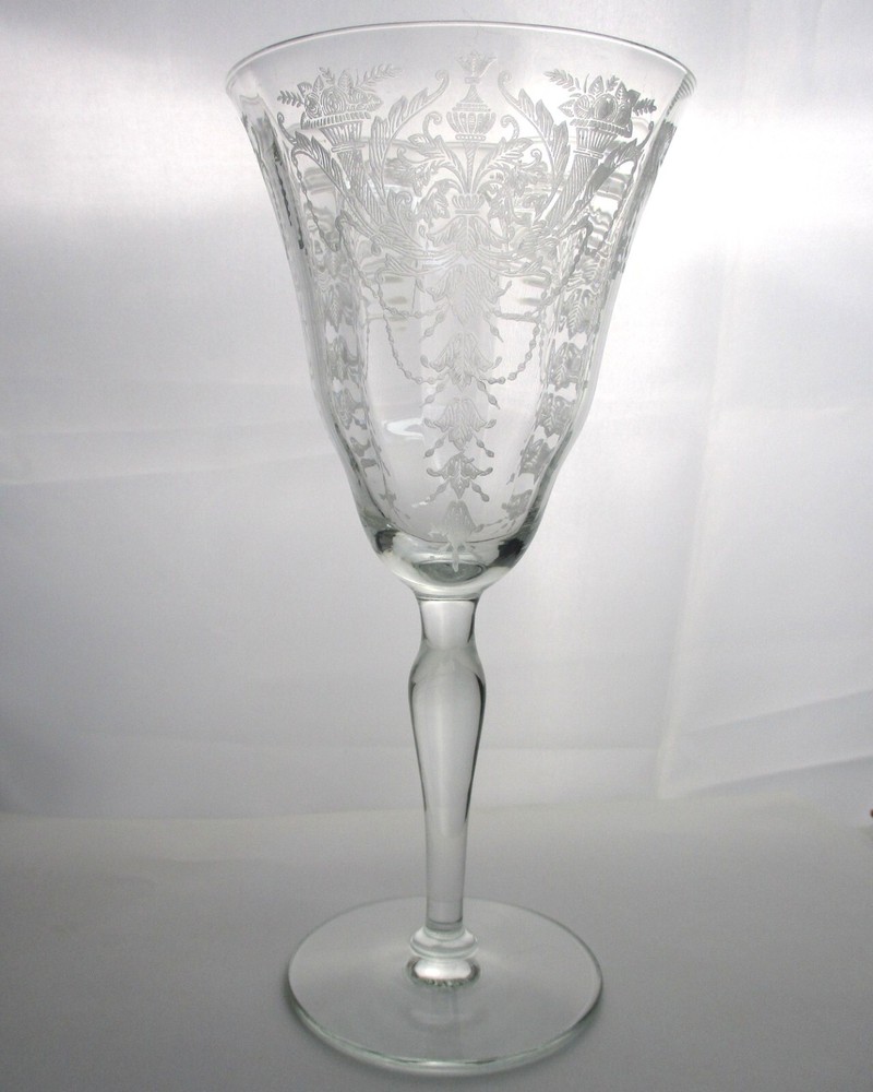 Morgantown Glass Milan etched 16 panel optic stemware Water Goblet(s)