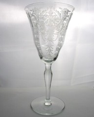 Morgantown Glass Milan etched 16 panel optic stemware Water Goblet(s)