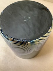 Steve Correia Studio Art Glass Iridescent Pulled Feather 4″ Barware Glass Cup