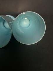 4 French Portieux Vallerysthal Blue Opaline Glass Water Juice Tumblers 5.25″ x3″