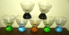 Vintage Multi Color Crystal Weighted Bottom Small Cocktail Glasses Set of 7