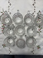 RARE Vintage 50s Tiffin-Franciscan Bullseye Clear Pink Dots Punch Bowl Cups 4