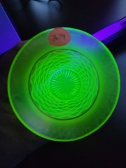 Super Pretty Vaseline Northwood Stretch Glass Concave Diamonds Pattern Tumbler