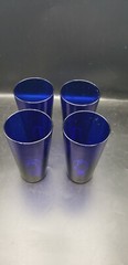4 LIBBEY DARK METROPOLITAN COBALT BLUE GLASS FLARE GLASS TUMBLERS