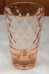 VINTAGE Jeanette Glass Chantilly Pink Diamond & Ribbed Optic Juice Glass Tumbler