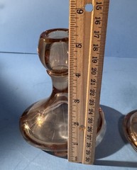 Pair Candlesticks Amber 5” Fostoria Glass Company
