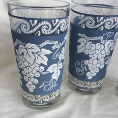 Hazel Atlas Wedgewood grapes leaves Highball glass ware tumblers set of four 4