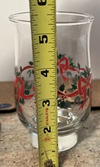 5 Vtg Libbey Arbys Gold Rim Holly Berry Christmas Glasses +Believe Coasters READ